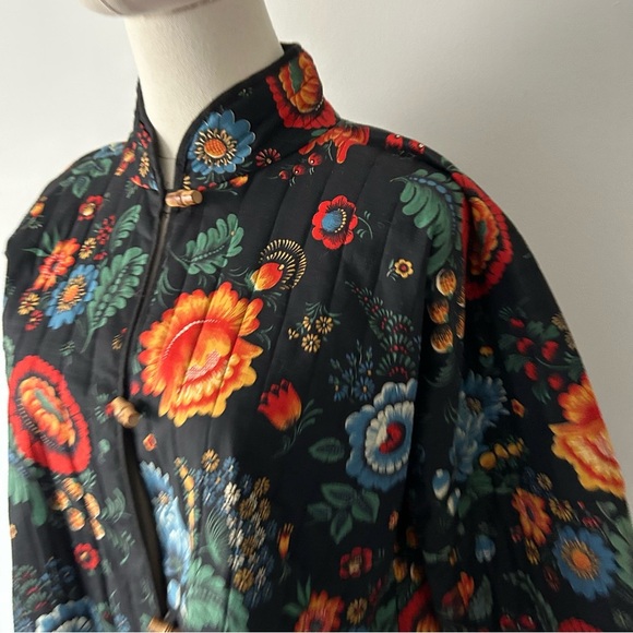 Vintage Wildflower Floral Botanical Quilted Togggle Jacket - Picture 5 of 10